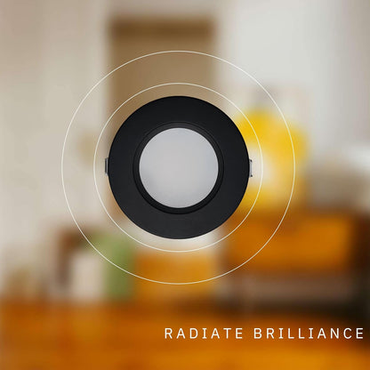 P-6406 4 Inch Slim Round Black Finish 20W-15W=200W-125W, 2000-1400 Lumens 5CCT Recessed Light