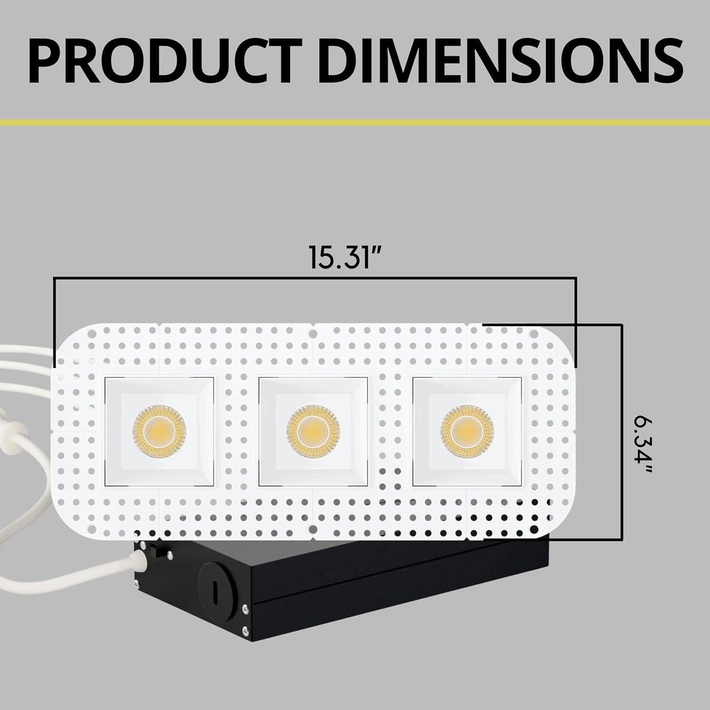 P-7437 3 inch Trimless 3 Head Square White HO, 72W, 6300 Lumens, Non-IC, 5CCT Recessed Light