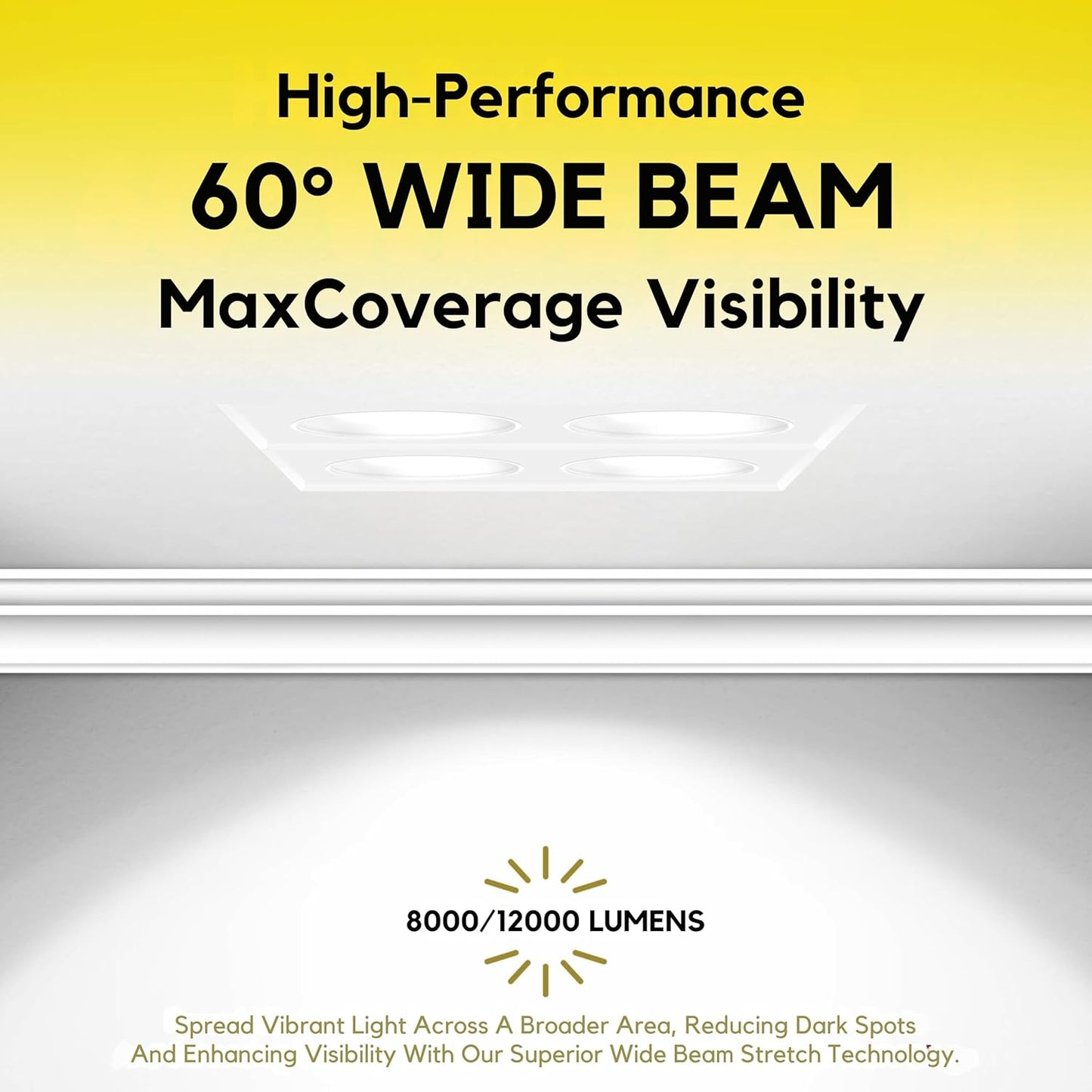 P-7473 4 inch Trimless Quadruple Head Round White HO, 80/128W, 9000/12000 Lumens, 5CCT Recessed Light