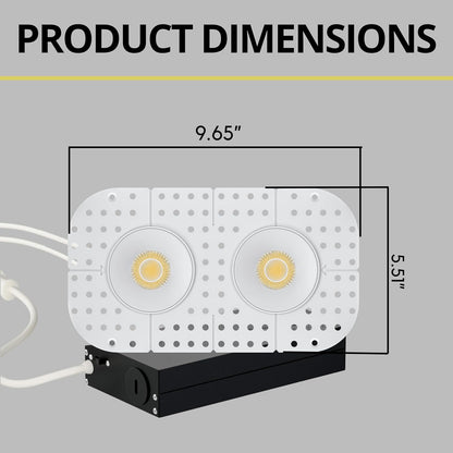 P-7431 3 inch Trimless 2 Head Round White HO, 48W, 4200 Lumens, Non-IC, 5CCT Recessed Light