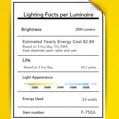 P-7506 3 inch Trimless Round Wall-Wash White HO, 24W, 2100 Lumens, 5CCT Recessed Light