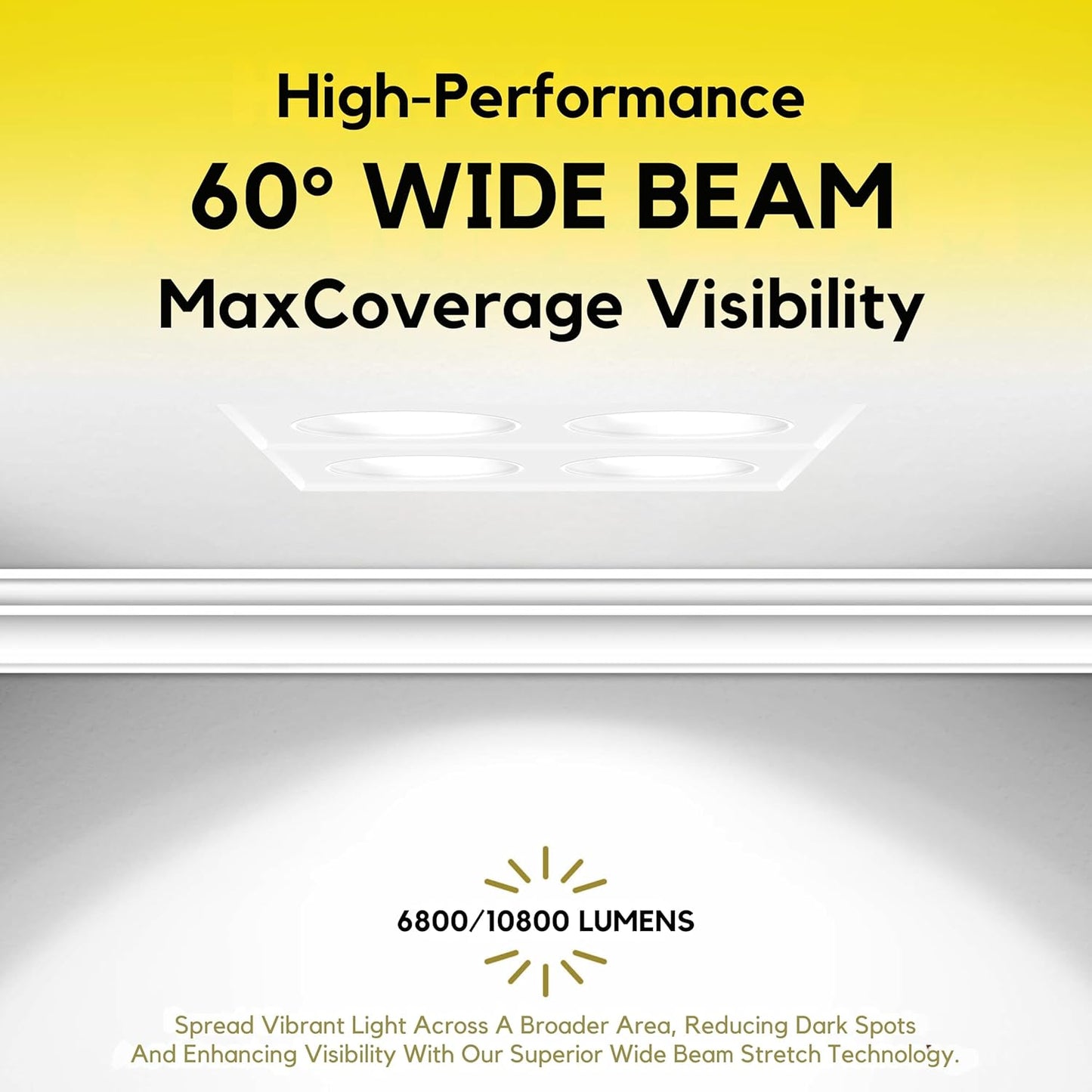 P-7455 3.5 inch Trimless Quadruple Head Square White HO, 72/120W, 6800/10800 Lumens, 5CCT Recessed Light