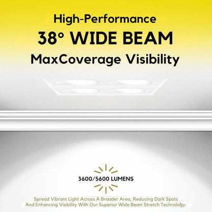 P-7447 3.5 inch Trimless Quadruple Head Square White, 36/60, 3600/5600 Lumens, 5CCT Recessed Light