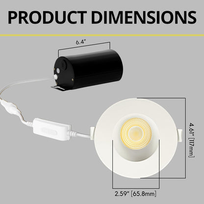 P-7136 3.5 inch Round Wall-Wash White 15-9W, 1400-900 Lumens 5CCT Recessed Light