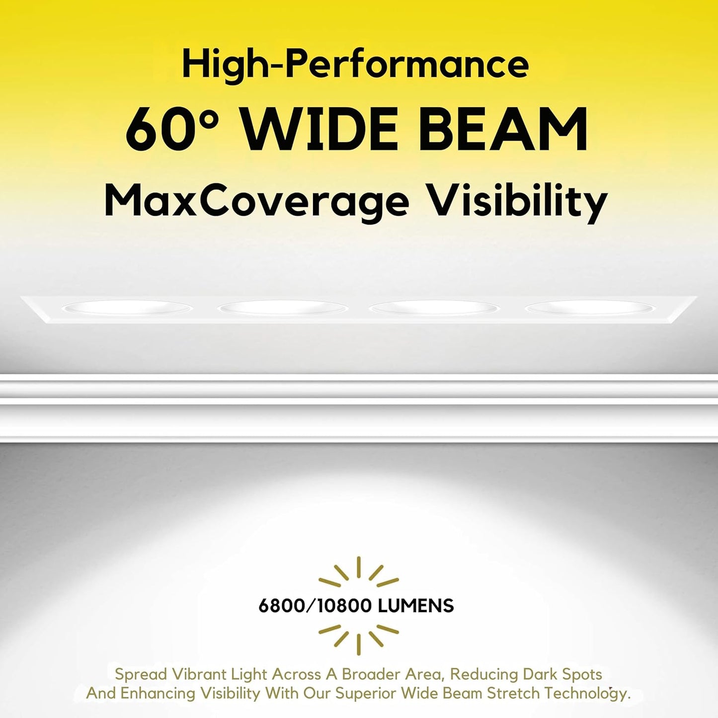 P-7454 3.5 inch Trimless 4 Head Square White HO, 72/120W, 6800/10800 Lumens, 5CCT Recessed Light