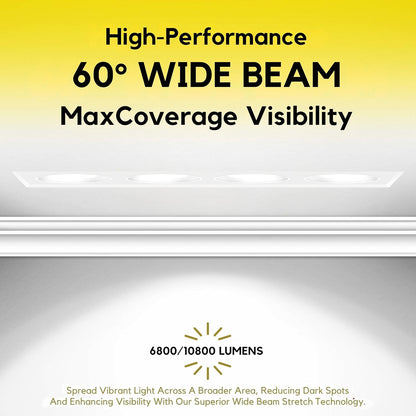 P-7454 3.5 inch Trimless 4 Head Square White HO, 72/120W, 6800/10800 Lumens, 5CCT Recessed Light