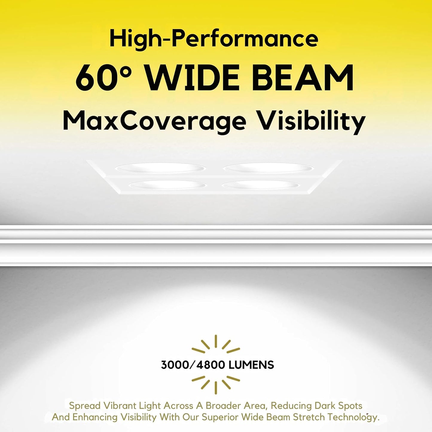 P-7403 2 inch Trimless Quadruple Head Square White HO, 32/56W, 3000/4800 Lumens, 5CCT Recessed Light