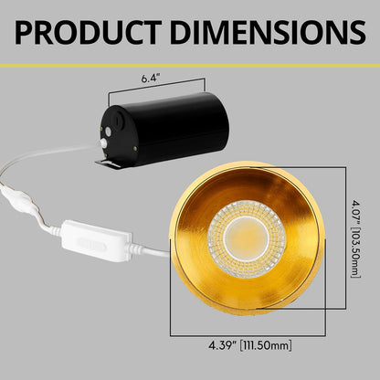 P-7104 4 Inch Millwork Trimless Round Brushed Brass 32-20W, 3000-2000 Lumens 5CCT Recessed Light