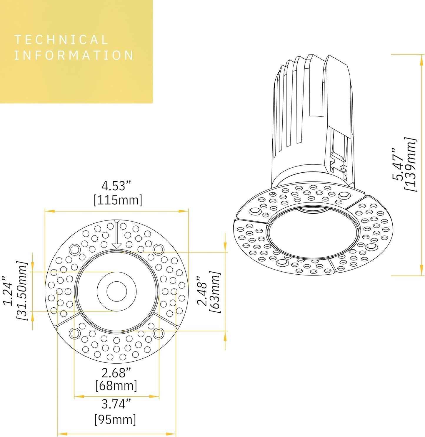 P-6382 2 Inch Trimless Round Black 20W-14W=175W-125W, 1700-1200 Lumens 5CCT Recessed Light
