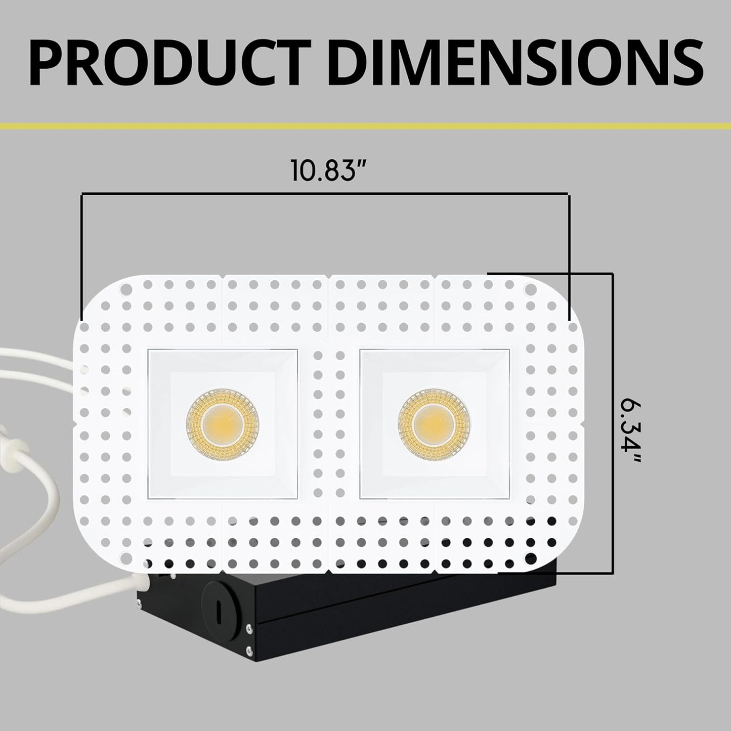 P-7436 3 inch Trimless 2 Head Square White HO, 48W, 4200 Lumens, Non-IC, 5CCT Recessed Light