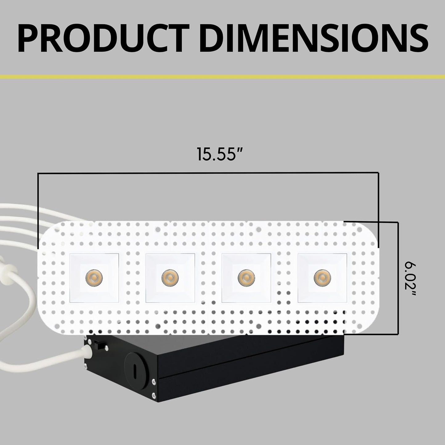 P-7393 2 inch Trimless 4 Head Square White 32W, 2800 Lumens, 5CCT Recessed Light