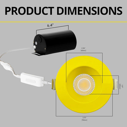 P-7538 3 inch Round Lemon Yellow, 8W, 800 Lumens, 5CCT Recessed Light
