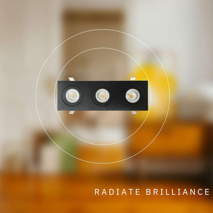 P-6557 3.5 Inch 3 Head Multiple Gimbal, Black Finish 27 Watts, 2400 Lumens 5CCT Recessed Light