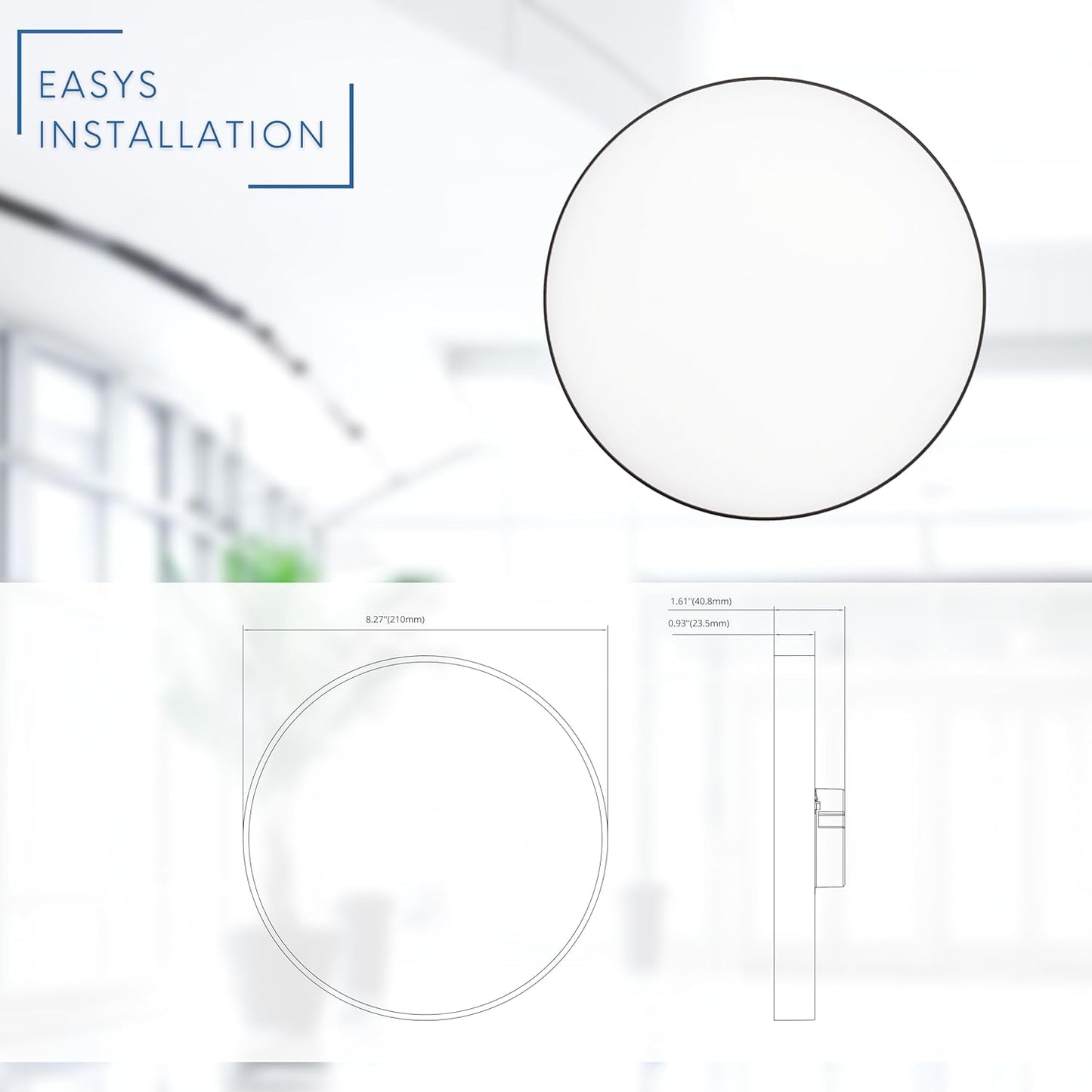 P-6326 9 Inch Edgeless Round Black 18W 1550 Lumens 5CCT Disk Light