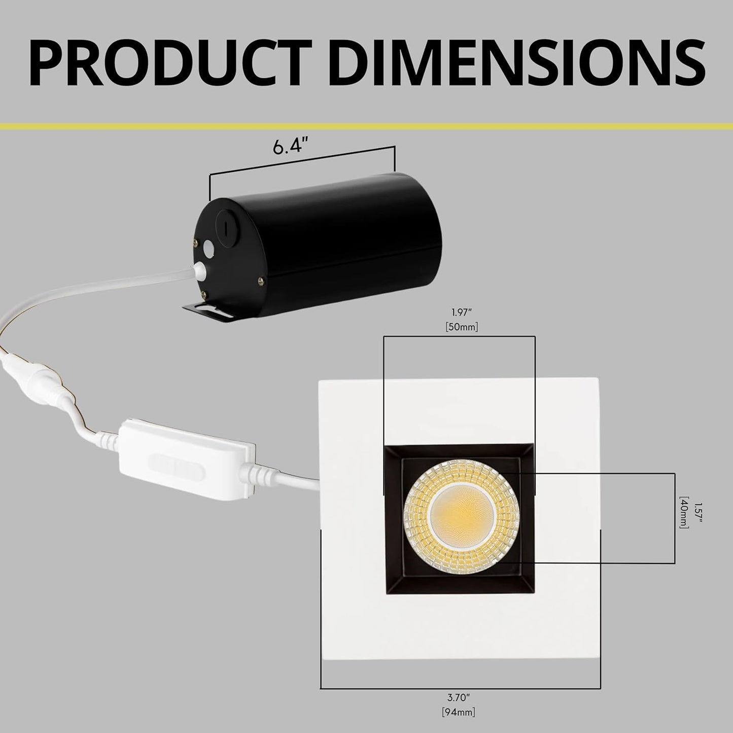 P-7526 3 inch Square Two-Tone, 8W, 800 Lumens, 5CCT Recessed Light