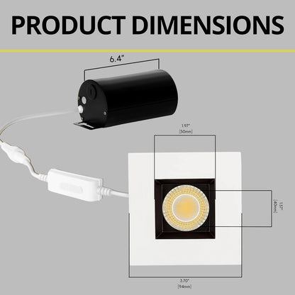 P-7526 3 inch Square Two-Tone, 8W, 800 Lumens, 5CCT Recessed Light
