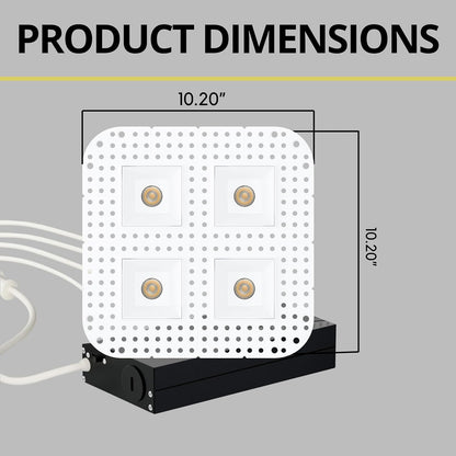 P-7394 2 inch Trimless Quadruple Head Square White 32W, 2800 Lumens, 5CCT Recessed Light