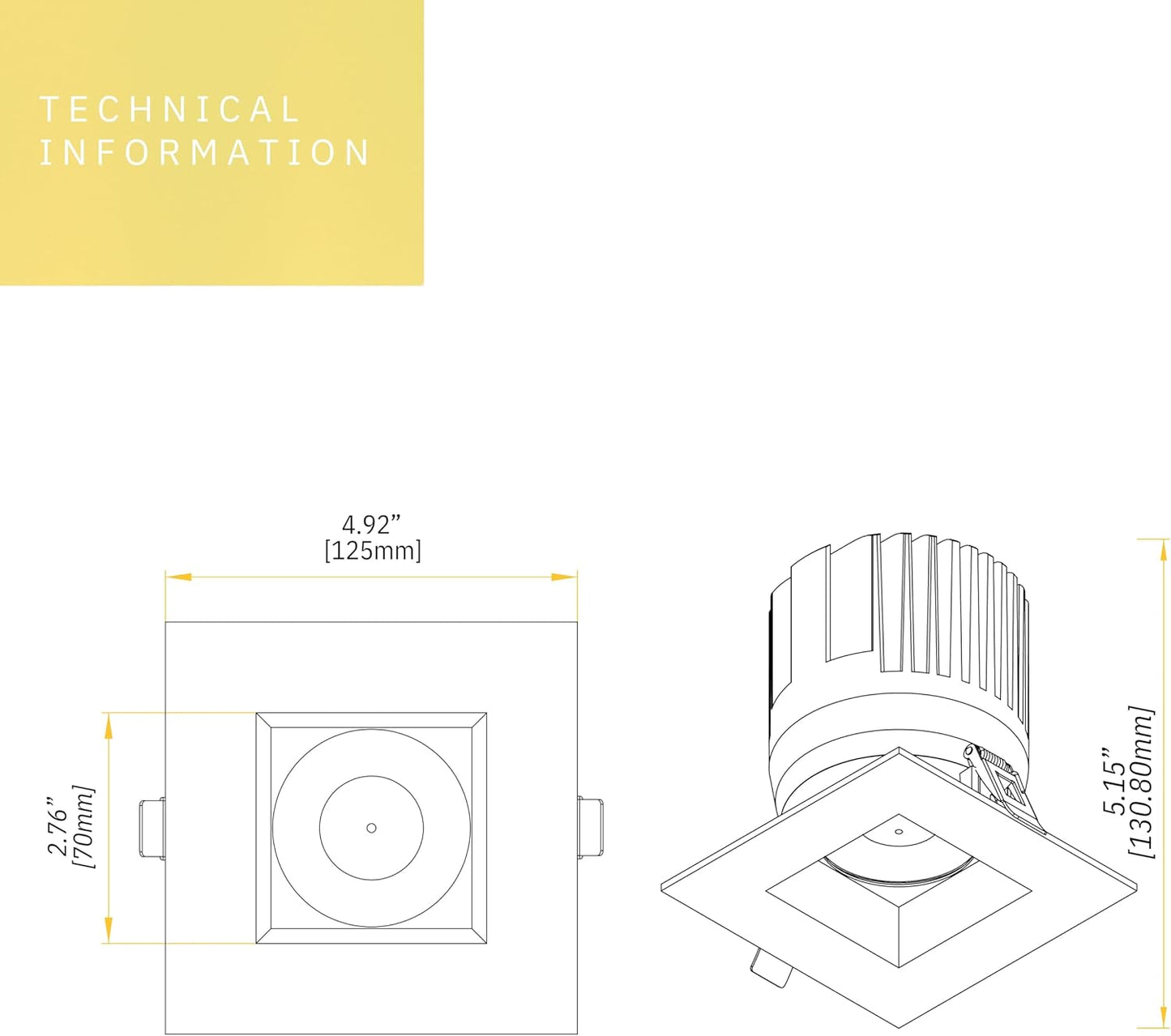 P-6480 4 Inch Square, White Finish 32 Watts, 3000 Lumens 5CCT Recessed Light