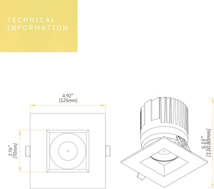 P-6480 4 Inch Square, White Finish 32 Watts, 3000 Lumens 5CCT Recessed Light