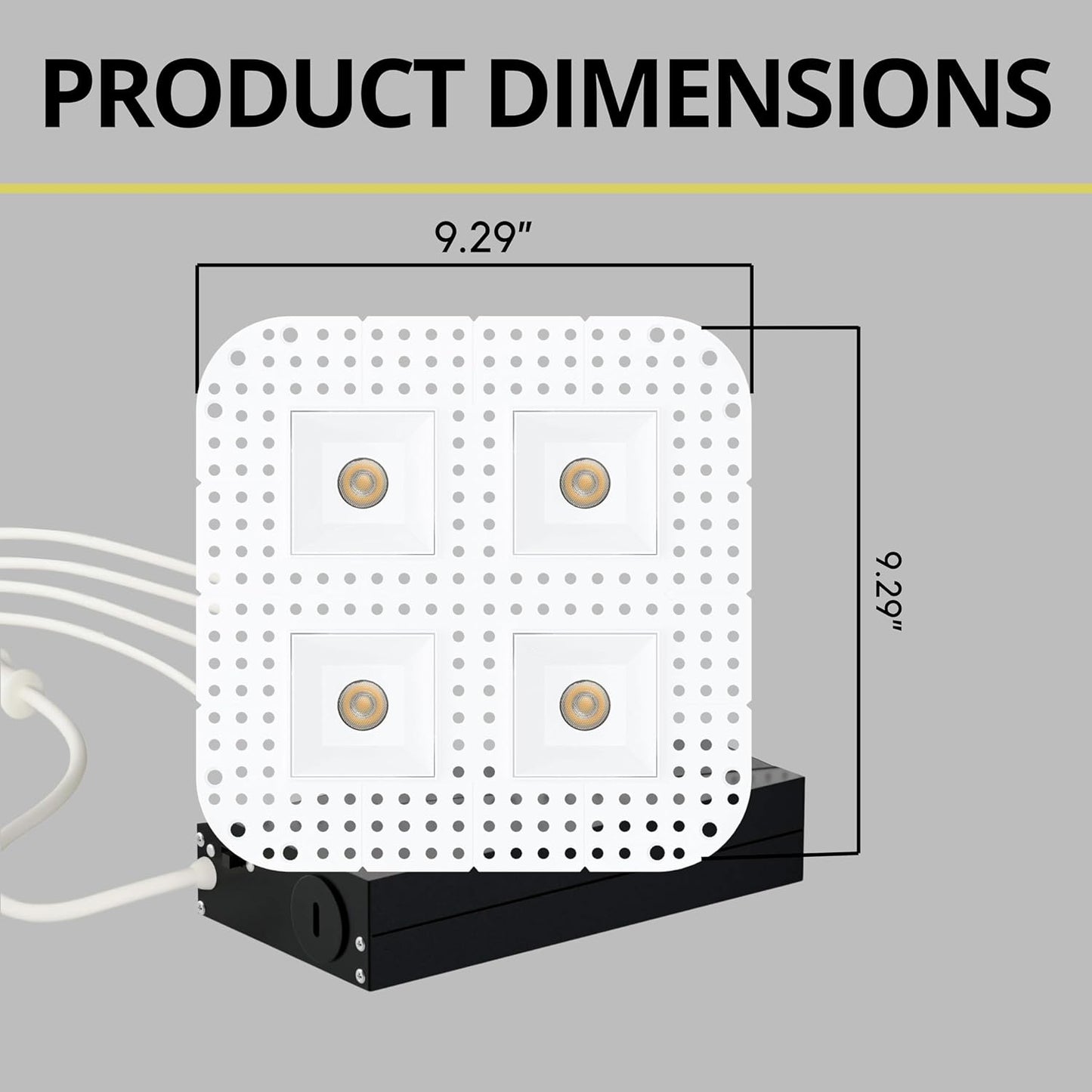 P-7385 1.5 inch Trimless Quadruple Head Square White HO, 60W, 4400 Lumens, 5CCT Recessed Light