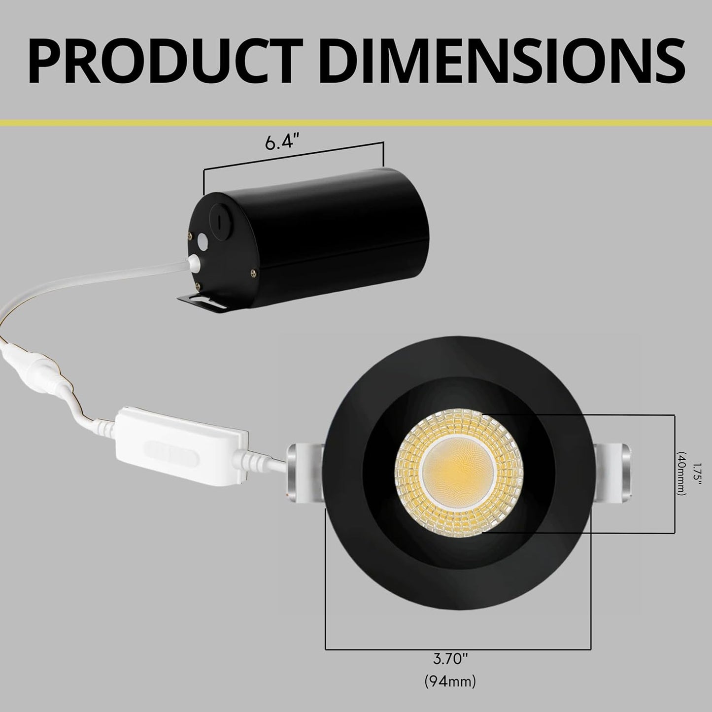 P-7487 3 inch Round Black Shallow Trim, 9W, 850 Lumens, 5CCT Recessed Light