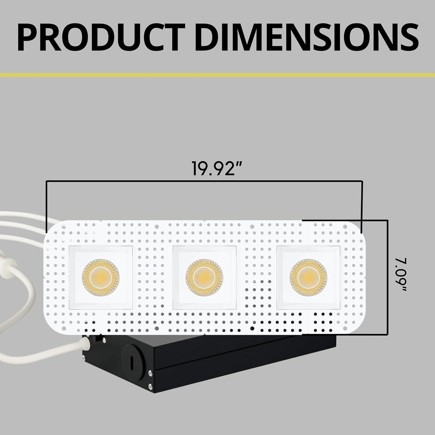 P-7462 4 inch Trimless 3 Head Square White, 45/66W, 4800/7200 Lumens, 5CCT Recessed Light