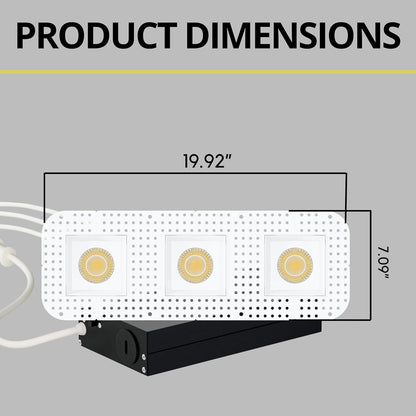 P-7462 4 inch Trimless 3 Head Square White, 45/66W, 4800/7200 Lumens, 5CCT Recessed Light