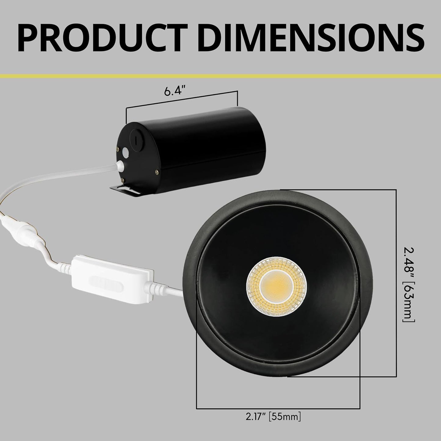 P-6994 1.5 Inch Millwork Trimless Round Black HO 15W, 1100 Lumens 5CCT Recessed Light, Non-IC