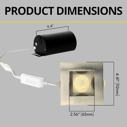P-7131 3.5 inch Square Brushed Nickel 15-9W, 1400-900 Lumens 5CCT Recessed Light