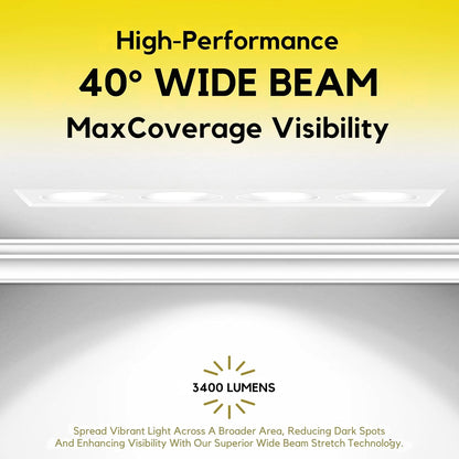P-7420 3 inch Trimless 4 Head Square White 36W, 3400 Lumens, 5CCT Recessed Light