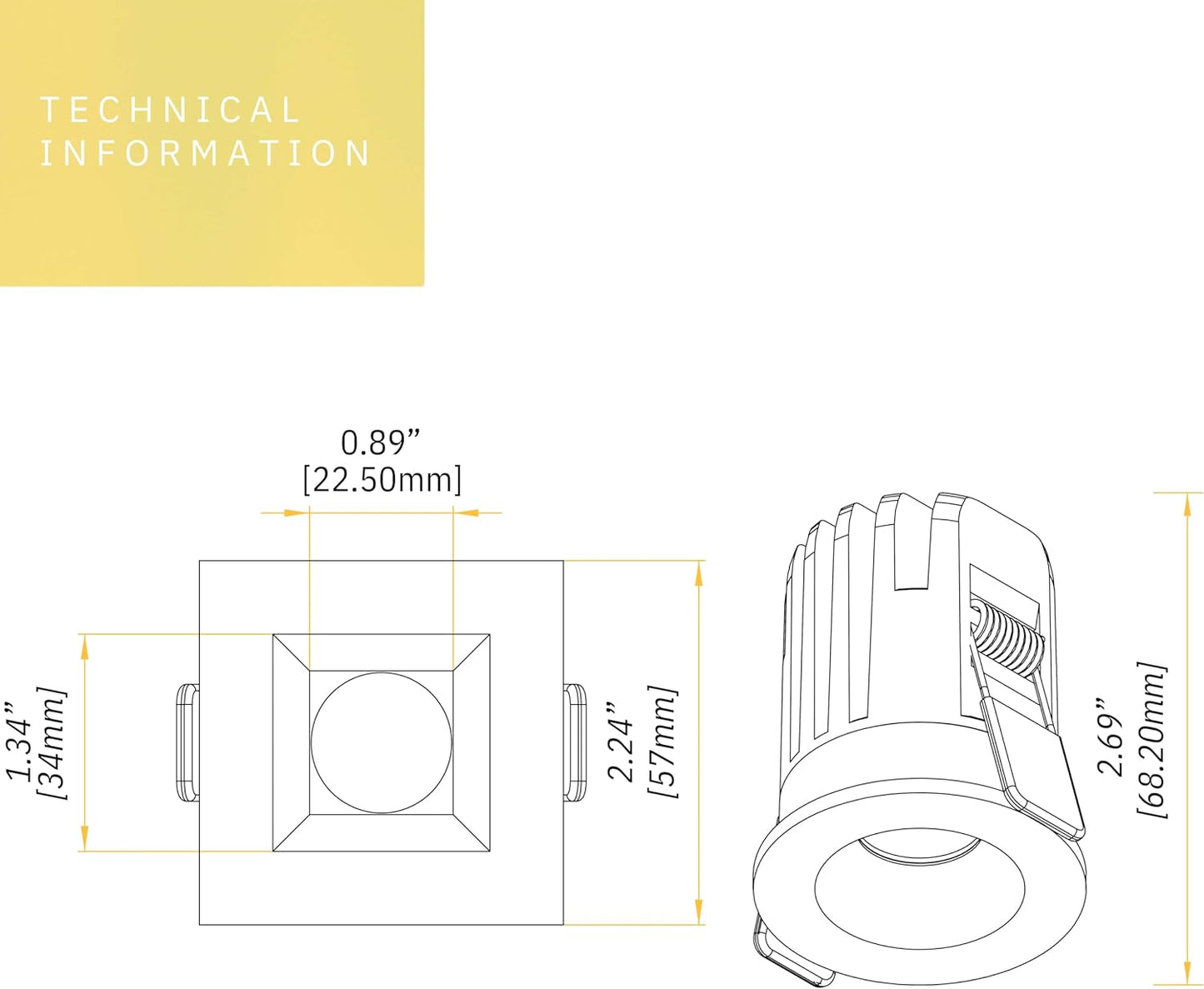 P-6338 1.5 Inch Square Two-Tone Smooth 7W 600 Lumens 5CCT Recessed Light