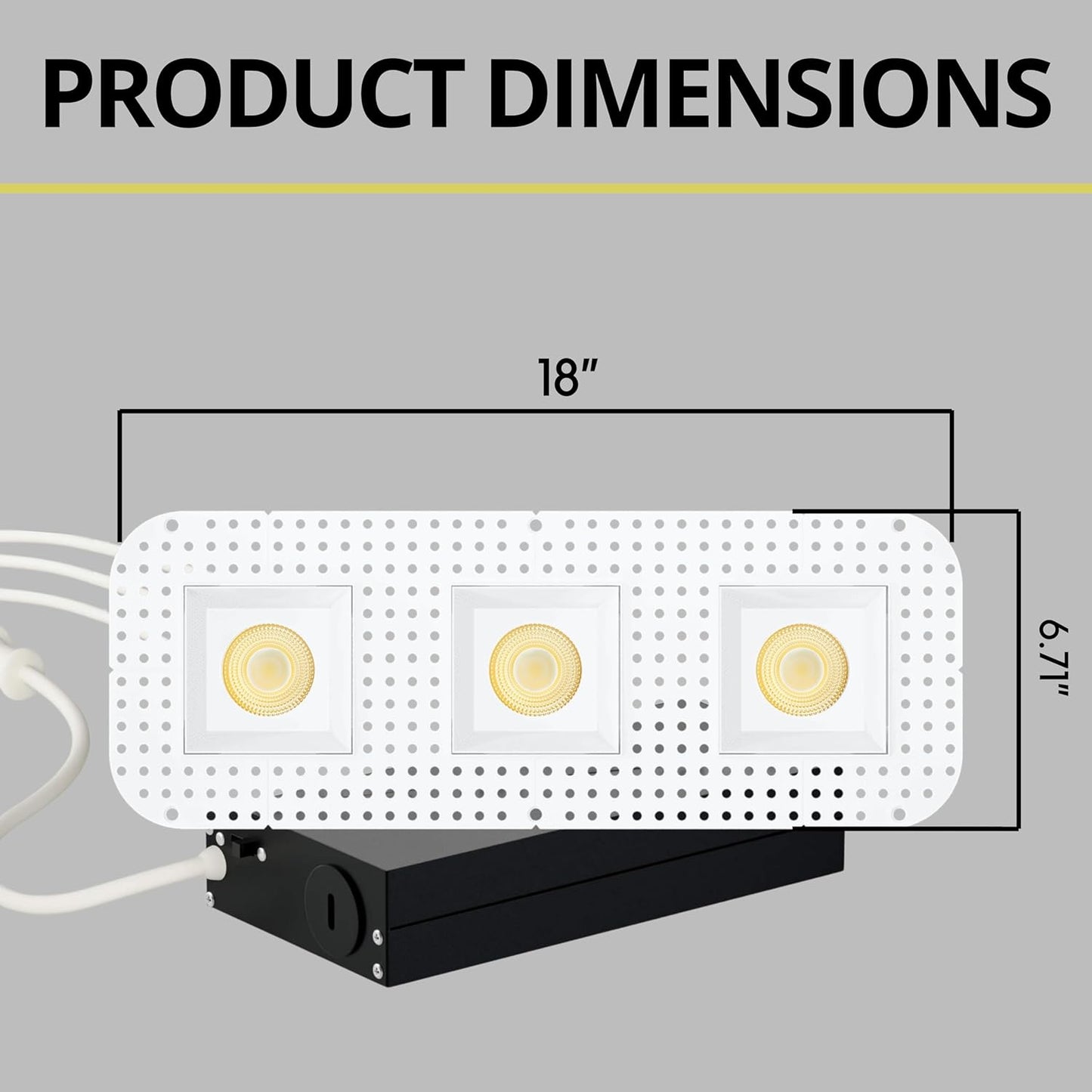 P-7453 3.5 inch Trimless 3 Head Square White HO, 54/90W, 5100/8100 Lumens, 5CCT Recessed Light