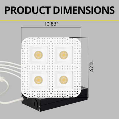 P-7421 3 inch Trimless Quadruple Head Square White 36W, 3400 Lumens, 5CCT Recessed Light