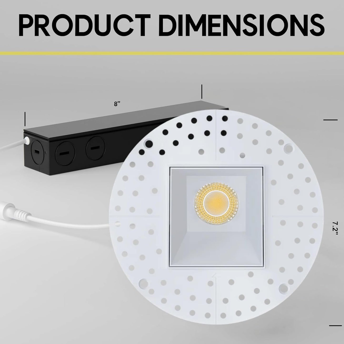 P-7504 3 inch Trimless Square Wall-Wash White HO, 15/20W, 1400/2100 Lumens, 5CCT Recessed Light