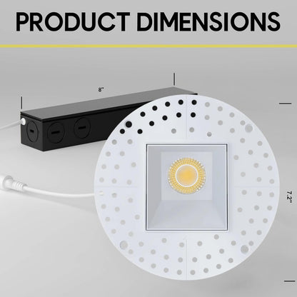 P-7504 3 inch Trimless Square Wall-Wash White HO, 15/20W, 1400/2100 Lumens, 5CCT Recessed Light