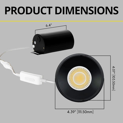 P-7096 4 Inch Millwork Trimless Round Black 15-9W, 1550-950 Lumens 5CCT Recessed Light