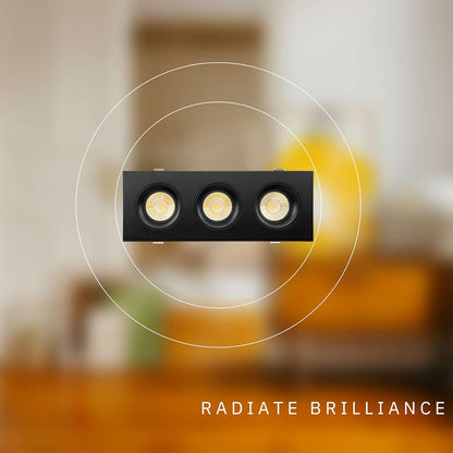 P-6496 3.5 Inch 3 Head Multiple Gimbal, Black Finish 60 Watts, 5250 Lumens 5CCT Recessed Light