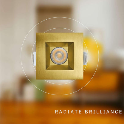 P-6501 1.5 Inch Square Brushed Brass Smooth, 7 Watts, 600 Lumens 5CCT Recessed Light