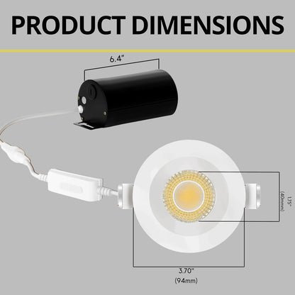 P-7486 3 inch Round White Shallow Trim, 9W, 850 Lumens, 5CCT Recessed Light