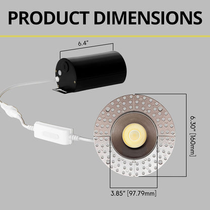 P-7147 3.5 inch Trimless Round Bronze HO 18-30W, 1700-2700 Lumens 5CCT Recessed Light