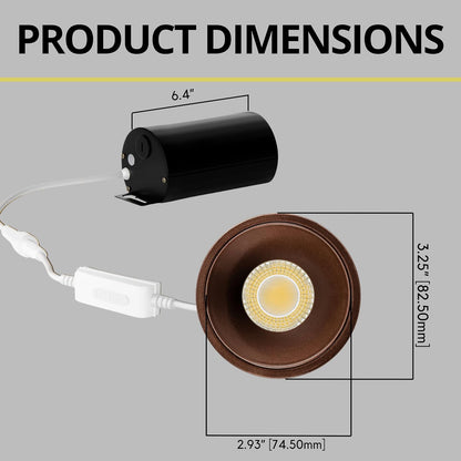 P-7086 3 Inch Millwork Trimless Round Bronze HO 24W, 2100 Lumens 5CCT Recessed Light Non-IC