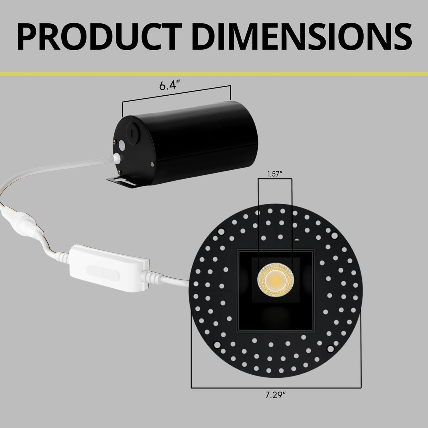 P-7509 3 inch Trimless Square Wall-Wash Black HO, 24W, 2100 Lumens, 5CCT Recessed Light