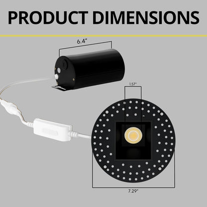 P-7509 3 inch Trimless Square Wall-Wash Black HO, 24W, 2100 Lumens, 5CCT Recessed Light