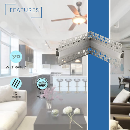 P-5276 Trimless LED Recessed Aluminum Inside 90 Degree Corner Connector, Tape Light Size 14mm, Length 4.5 Inch