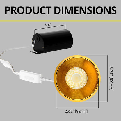 P-7121 3.5 inch Millwork Trimless Round Brushed Brass 15-9W, 1400-900 Lumens 5CCT Recessed Light