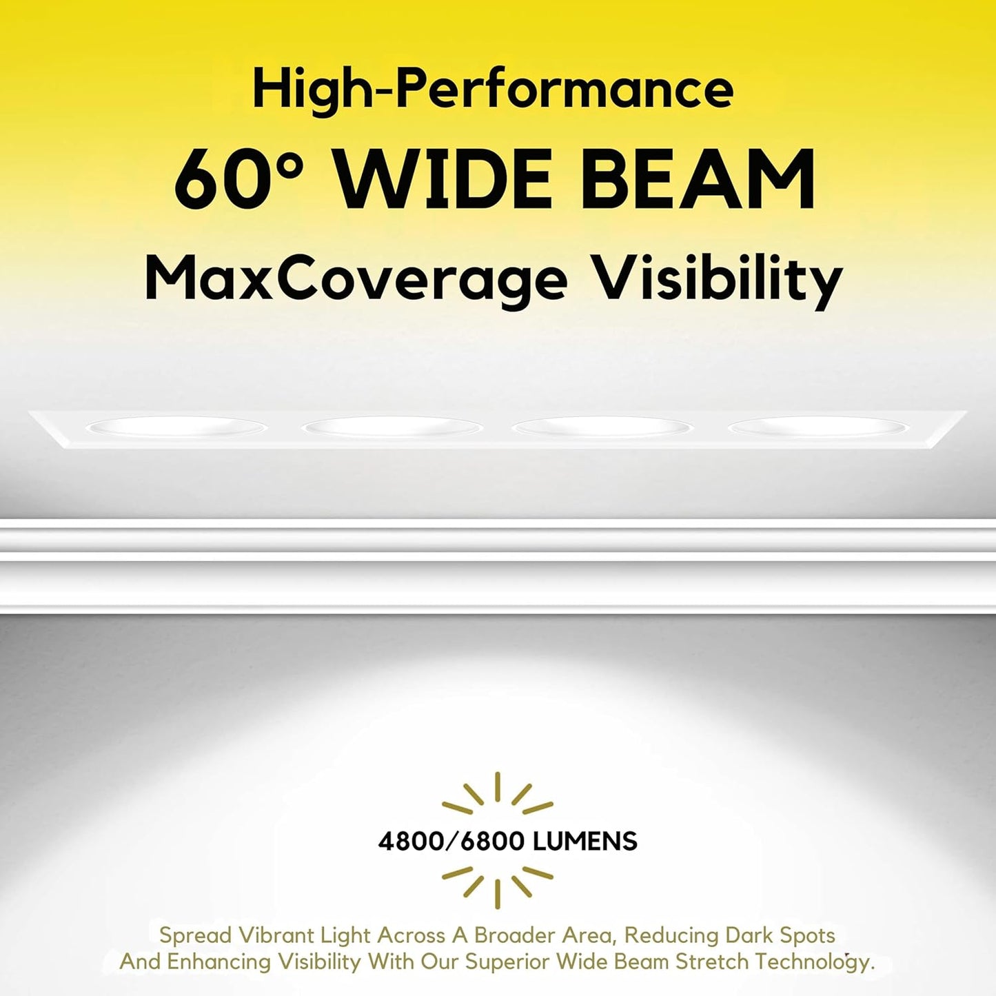 P-7411 2 inch Trimless 4 Head Square White HO, 56/80W, 4800/6800 Lumens, 5CCT Recessed Light