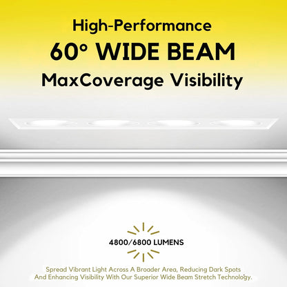 P-7411 2 inch Trimless 4 Head Square White HO, 56/80W, 4800/6800 Lumens, 5CCT Recessed Light