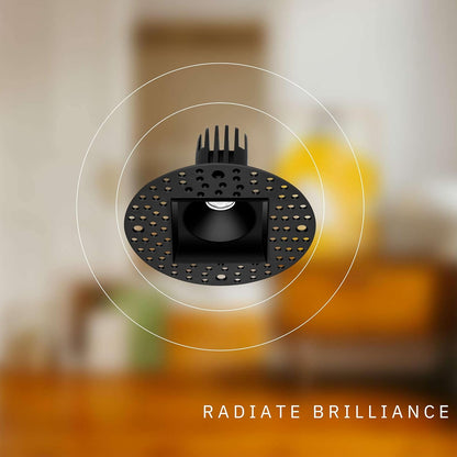 P-6386 1.5 Inch Trimless Square Black 7W=50W, 600 Lumens 5CCT Recessed Light