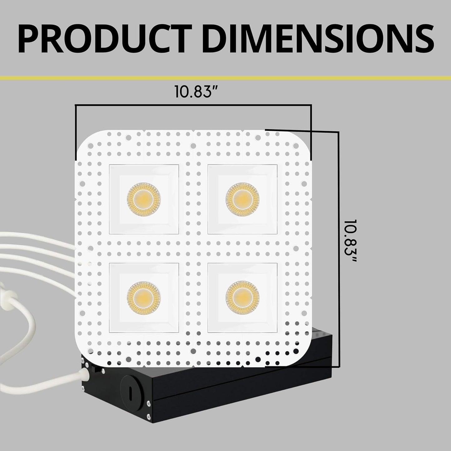 P-7439 3 inch Trimless Quadruple Head Square White HO, 96W, 8400 Lumens, Non-IC, 5CCT Recessed Light