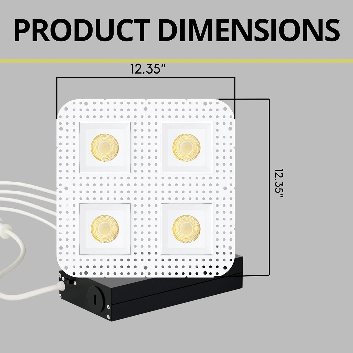 P-7447 3.5 inch Trimless Quadruple Head Square White, 36/60, 3600/5600 Lumens, 5CCT Recessed Light